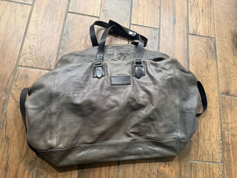 Marc by Marc Jacobs gray black Leather Weekender
